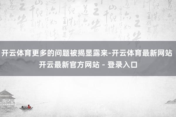 开云体育更多的问题被揭显露来-开云体育最新网站 开云最新官方网站 - 登录入口