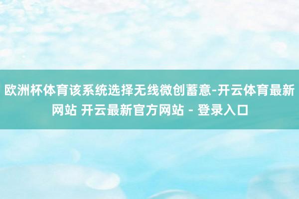 欧洲杯体育该系统选择无线微创蓄意-开云体育最新网站 开云最新官方网站 - 登录入口