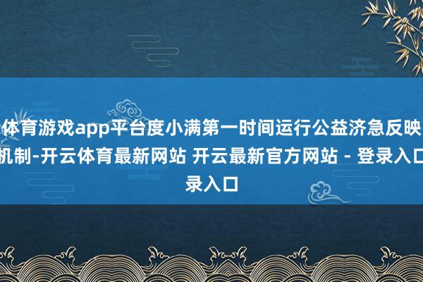 体育游戏app平台度小满第一时间运行公益济急反映机制-开云体育最新网站 开云最新官方网站 - 登录入口