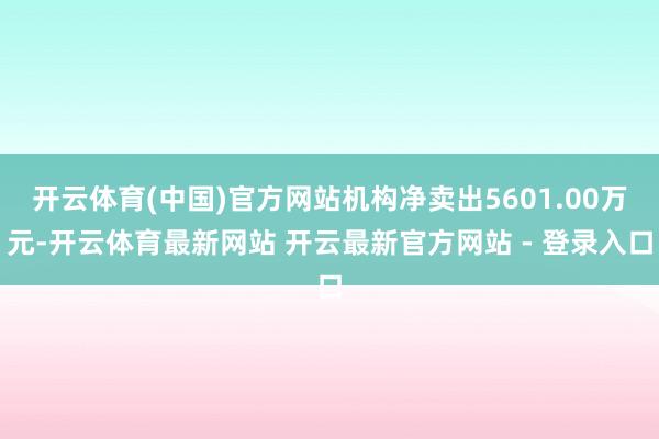 开云体育(中国)官方网站机构净卖出5601.00万元-开云体育最新网站 开云最新官方网站 - 登录入口