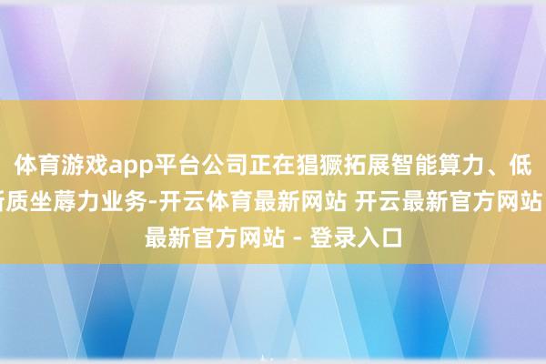 体育游戏app平台公司正在猖獗拓展智能算力、低空经济等新质坐蓐力业务-开云体育最新网站 开云最新官方网站 - 登录入口