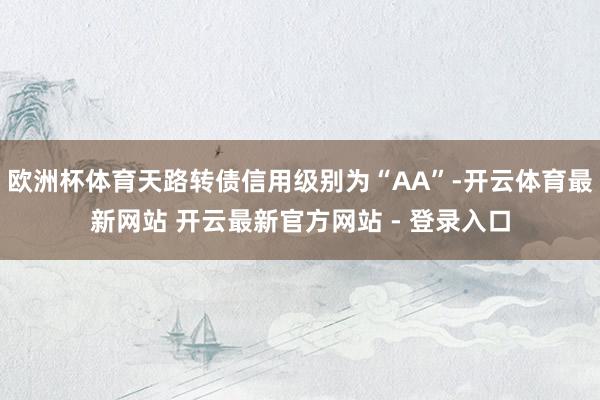 欧洲杯体育天路转债信用级别为“AA”-开云体育最新网站 开云最新官方网站 - 登录入口