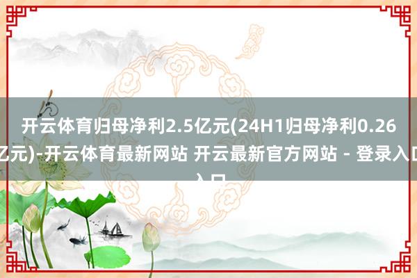 开云体育归母净利2.5亿元(24H1归母净利0.26亿元)-开云体育最新网站 开云最新官方网站 - 登录入口